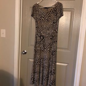 Long cream and brown dress